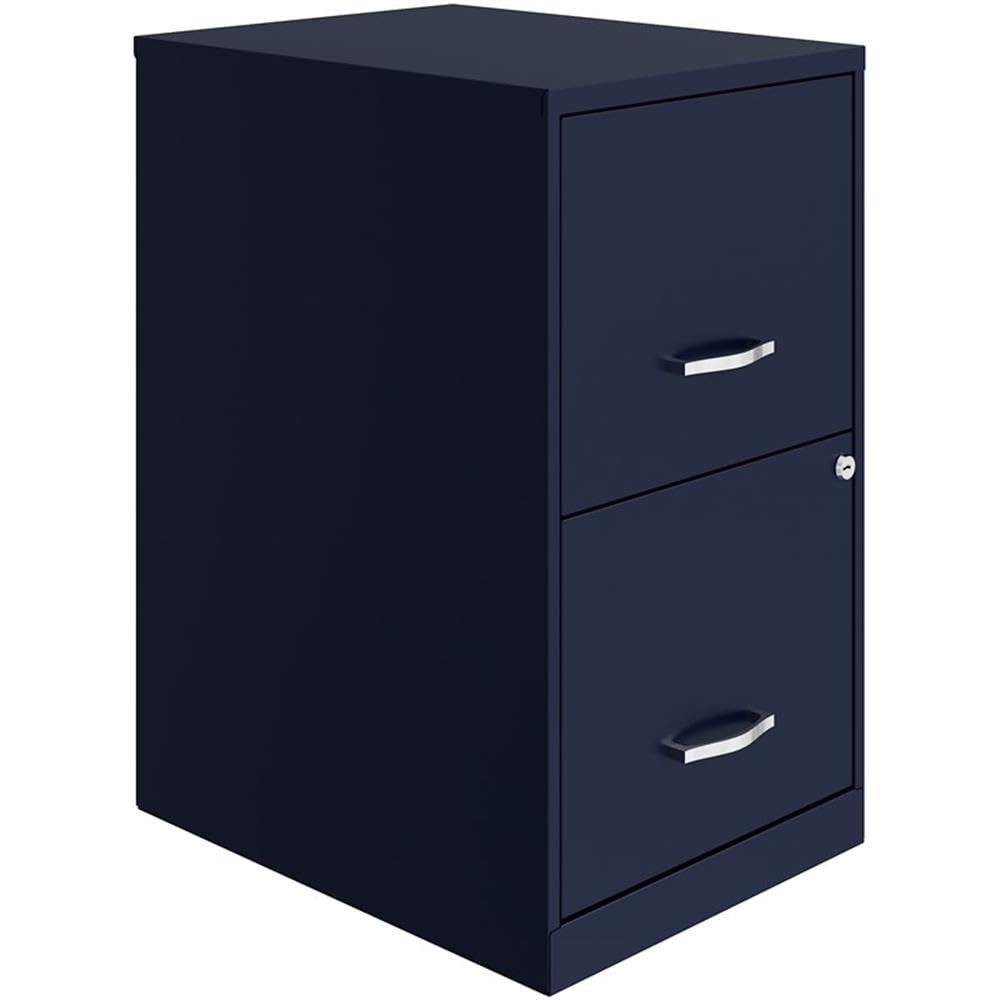 Pemberly Row 2 Drawers 24.5" Vertical Black Metal Filing Cabinet Lockable Pre-Assembled Stationary Letter Size for Home, Office