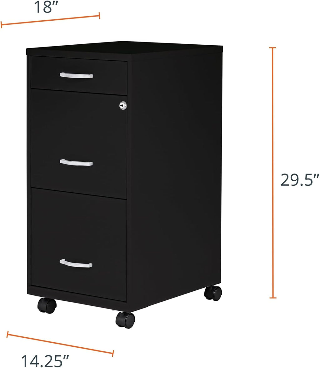 Lorell LYS SOHO Box/File/File 3-Drawer Mobile File Cabinet, Black