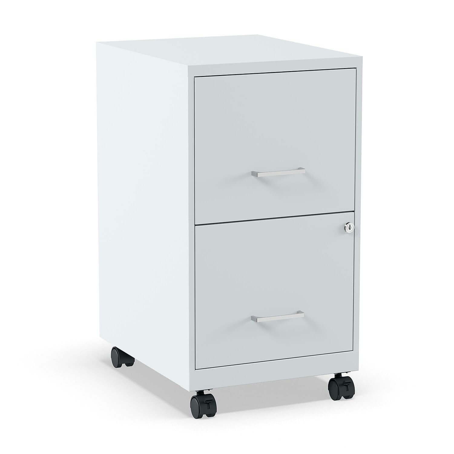 Staples 2-Drawer Vertical File Cabinet, Letter Size Documents, Lockable & Mobile, 18" D x 14" W x 26.3" H, Black