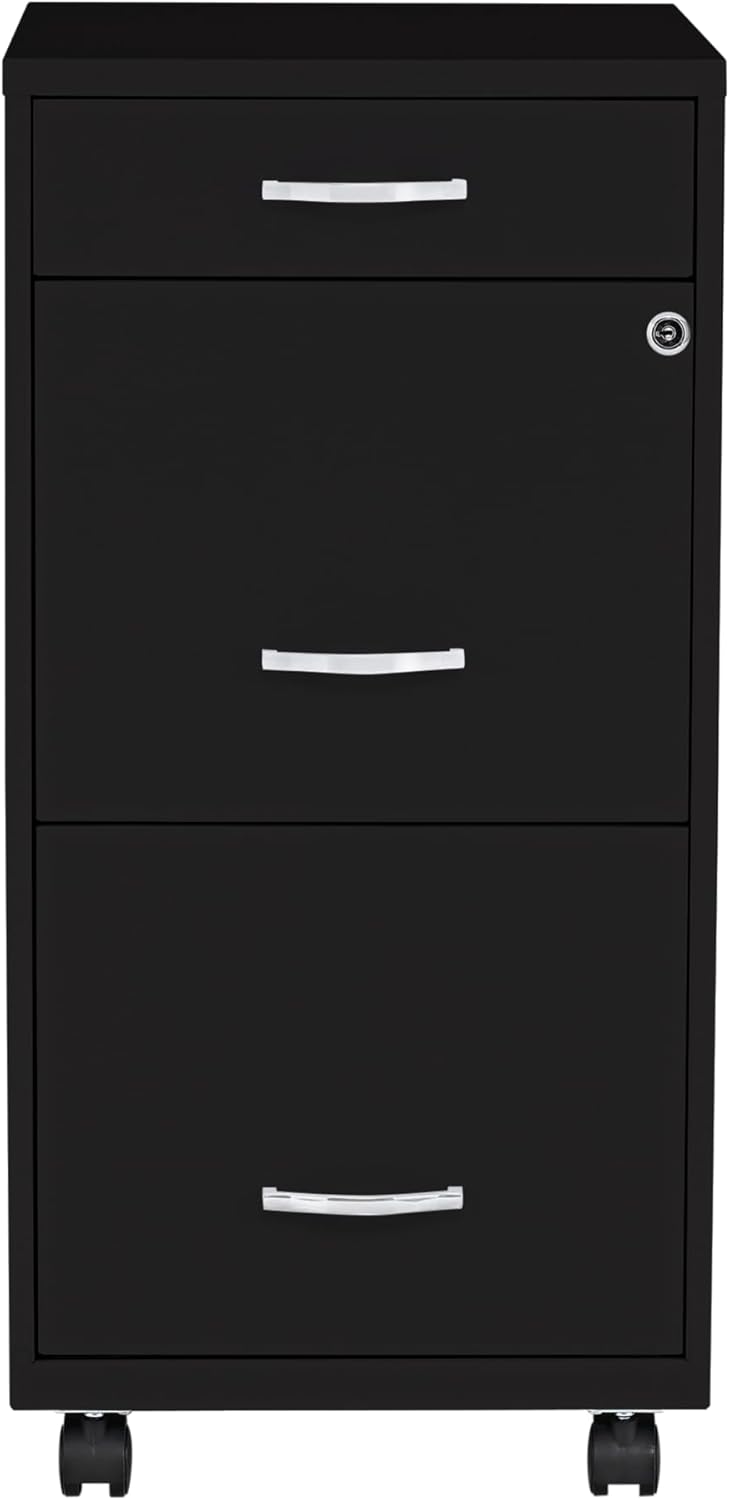 Lorell LYS SOHO Box/File/File 3-Drawer Mobile File Cabinet, Black