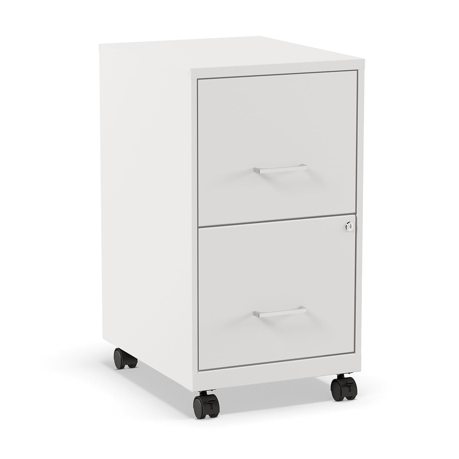 Staples 2-Drawer Vertical File Cabinet, Letter Size Documents, Lockable & Mobile, 18" D x 14" W x 26.3" H, Black