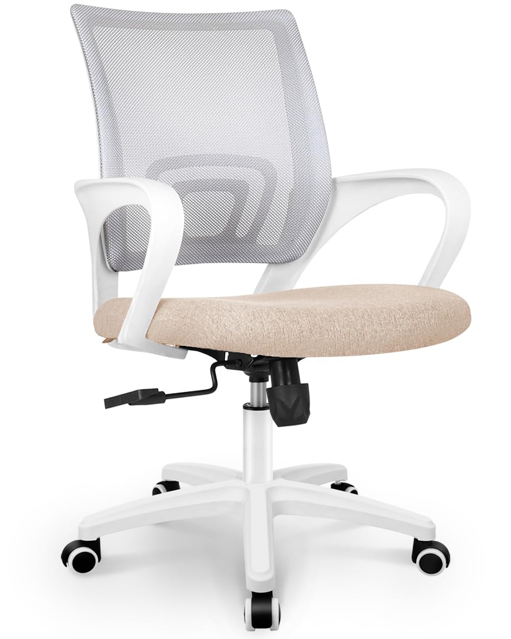 NEO CHAIR Office Desk Computer Chair Ergonomic Mesh Gaming Cushion Seat with Comfy Lumbar Mid Back Support Adjustable Height Swivel Rolling Wheels for Home Task (Black)