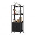 Sweetcrispy Book Shelf, 5 Tier Bookcase, Modern Tall Bookshelf Corner Storage Organizer for Garage Kit, CDs, Movies Suitable Home Office Bedroom, Kitchen, Living Room - Brown