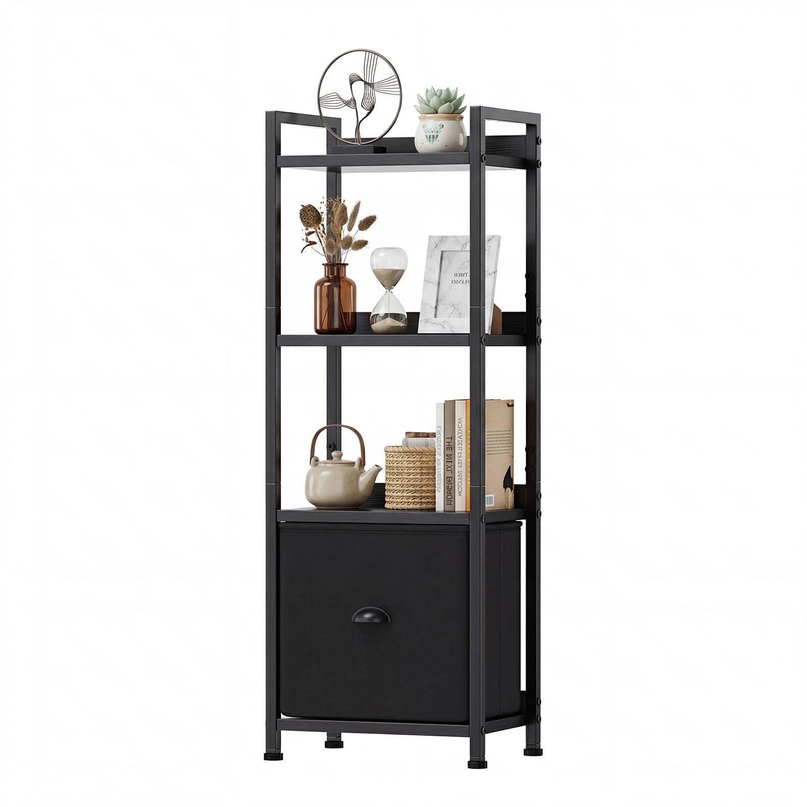 Sweetcrispy Book Shelf, 5 Tier Bookcase, Modern Tall Bookshelf Corner Storage Organizer for Garage Kit, CDs, Movies Suitable Home Office Bedroom, Kitchen, Living Room - Brown
