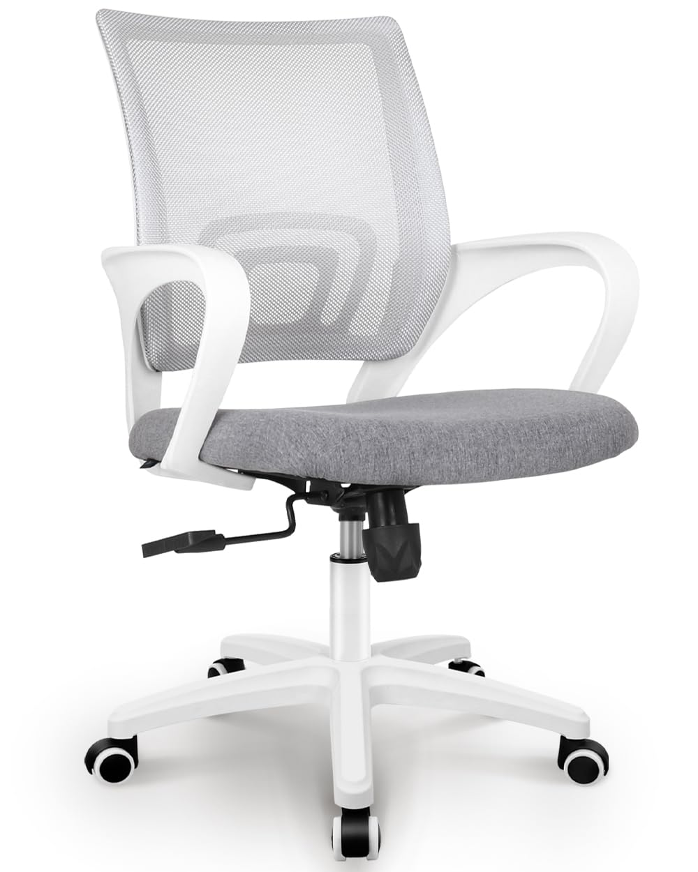 NEO CHAIR Office Desk Computer Chair Ergonomic Mesh Gaming Cushion Seat with Comfy Lumbar Mid Back Support Adjustable Height Swivel Rolling Wheels for Home Task (Black)