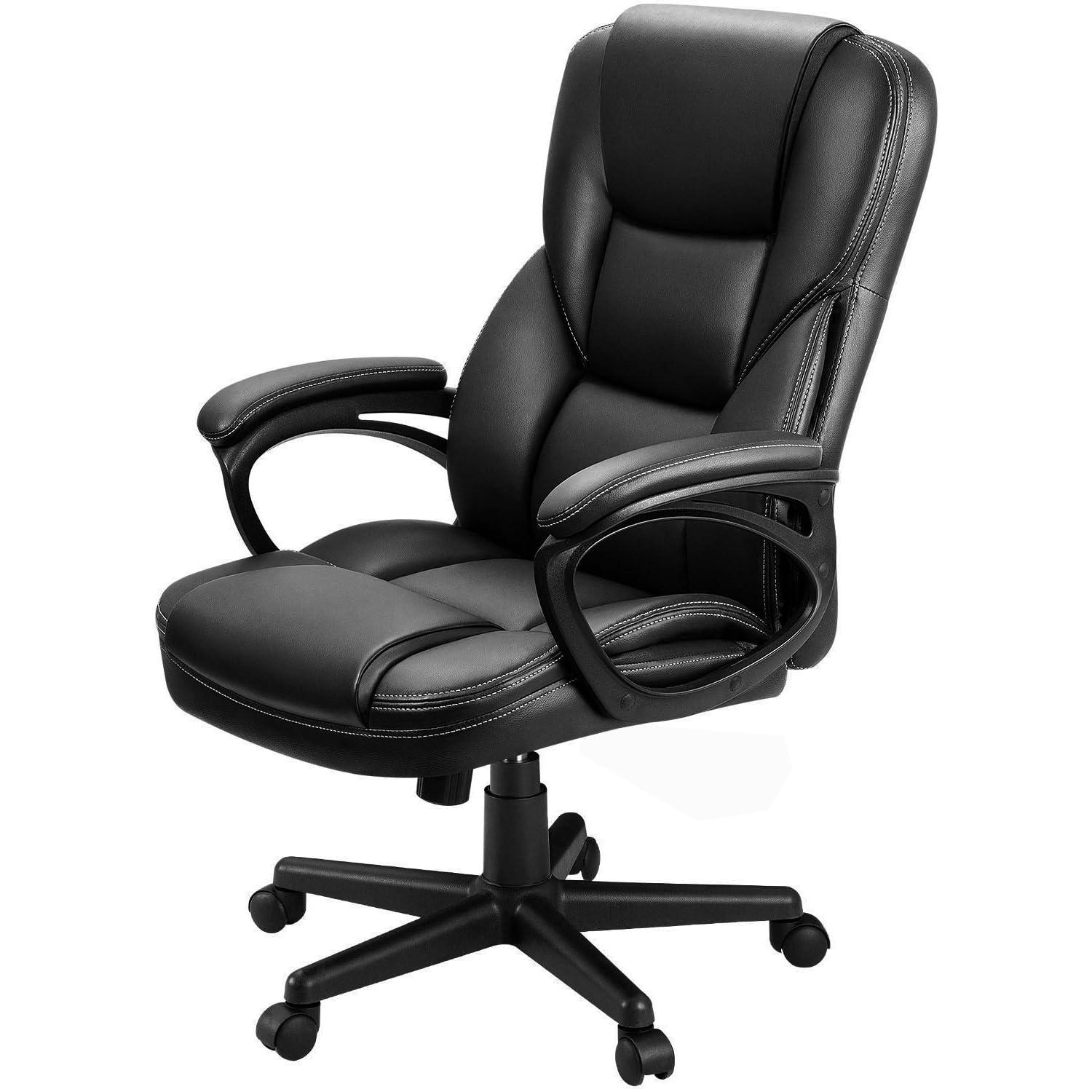 Furmax Office Executive Chair High Back Adjustable Managerial Home Desk Chair, Swivel Computer PU Leather Chair with Lumbar Support (1, Black)