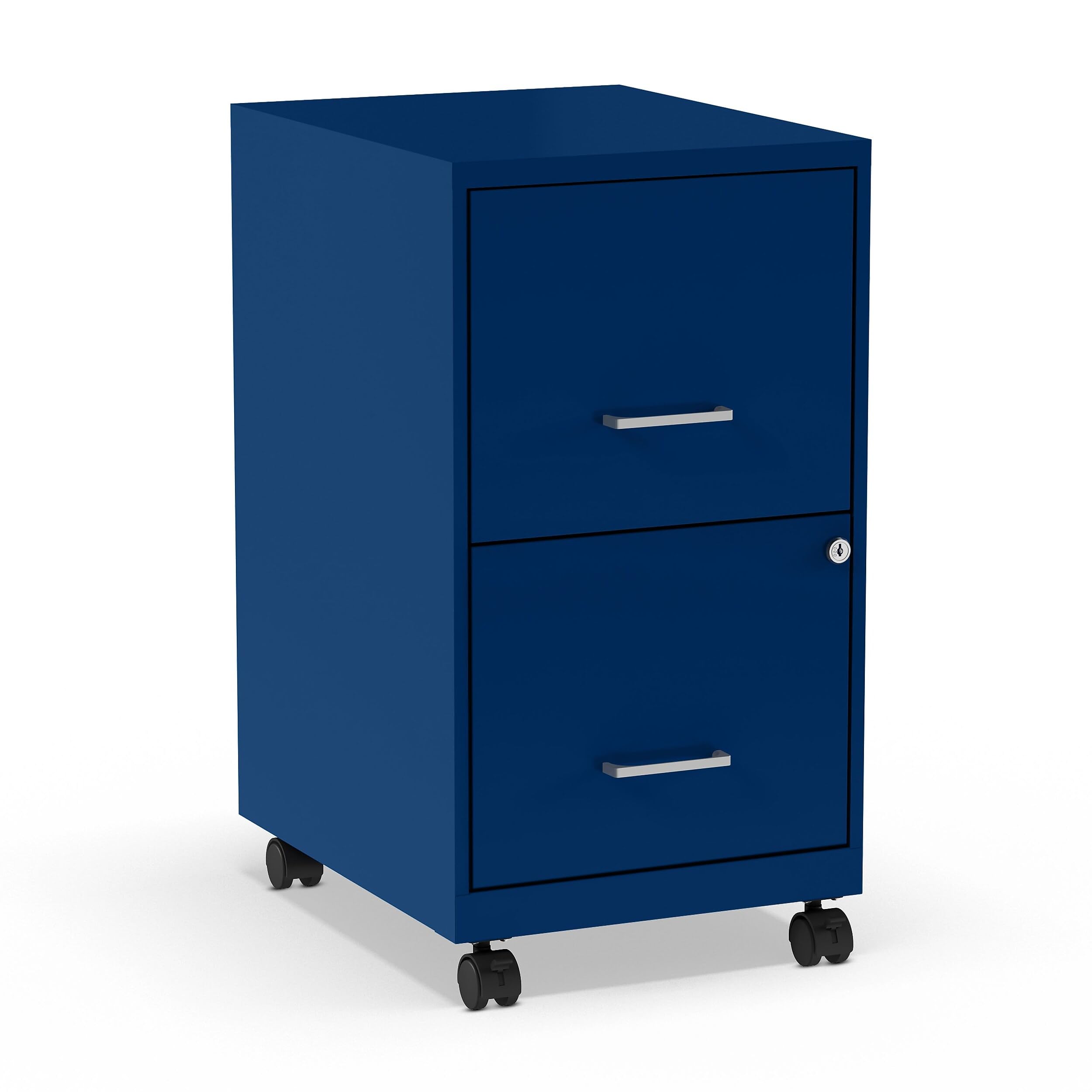 Staples 2-Drawer Vertical File Cabinet, Letter Size Documents, Lockable & Mobile, 18" D x 14" W x 26.3" H, Black