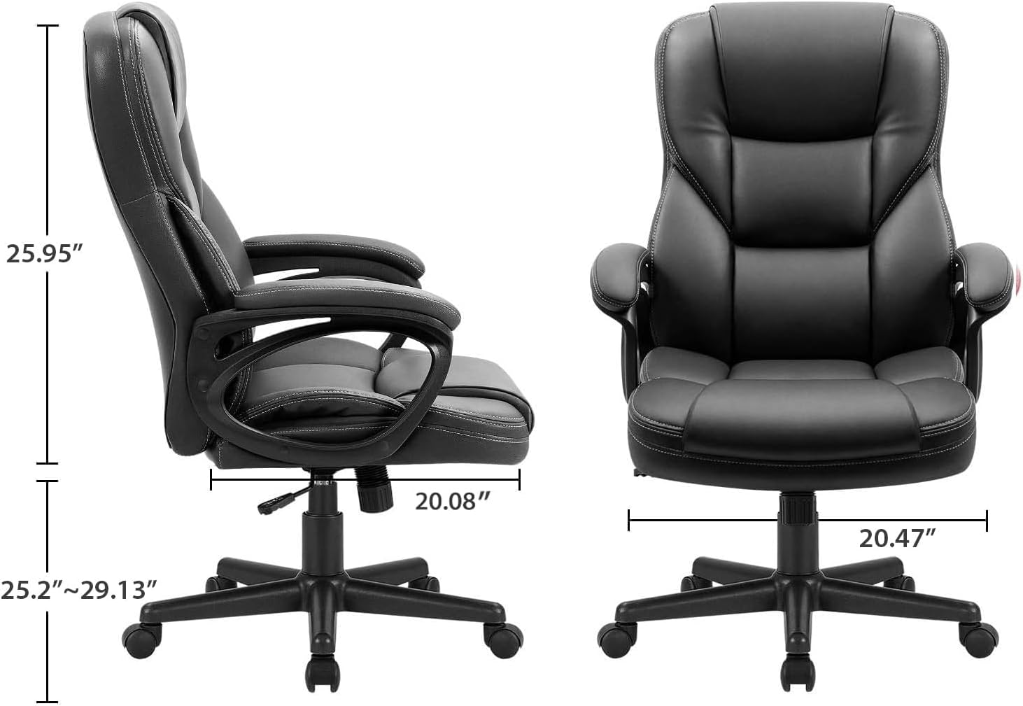 Furmax Office Executive Chair High Back Adjustable Managerial Home Desk Chair, Swivel Computer PU Leather Chair with Lumbar Support (1, Black)