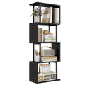 Gadroad 5 Tier Geometric Bookcase,S Shaped Bookshelf, Wood Decorative Storage Shelving, Modern Freestanding Display Shelves, Tall Book Shelf Unit for Living Room Bedroom, White