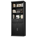 Rresyet Bookcase, 6 Tier Black Bookshelf 28" W Tall Minimalist Bookshelves with Storage Cabinet Suitable for Offices, Libraries, Living Rooms