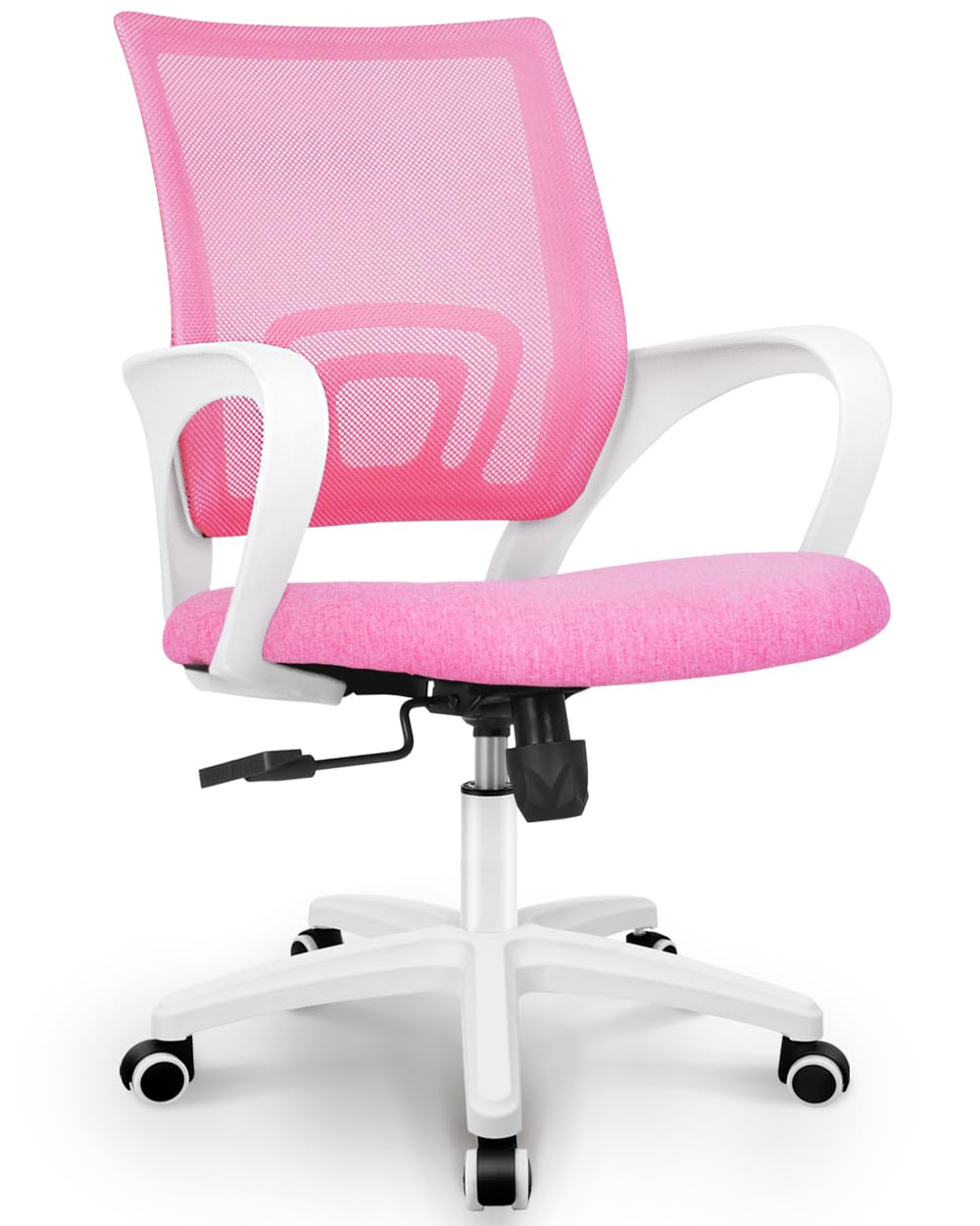 NEO CHAIR Office Desk Computer Chair Ergonomic Mesh Gaming Cushion Seat with Comfy Lumbar Mid Back Support Adjustable Height Swivel Rolling Wheels for Home Task (Black)