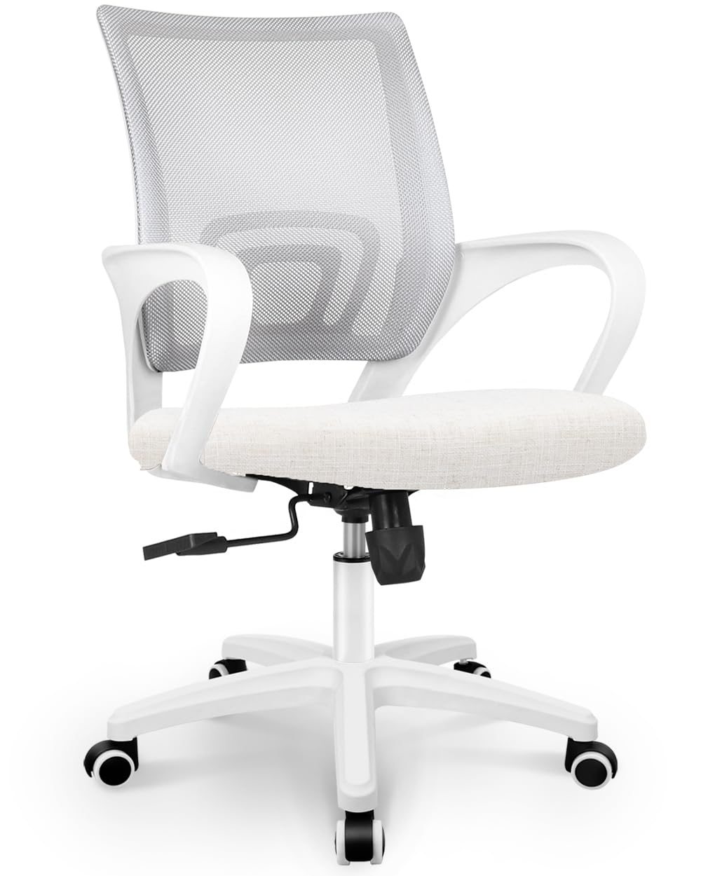 NEO CHAIR Office Desk Computer Chair Ergonomic Mesh Gaming Cushion Seat with Comfy Lumbar Mid Back Support Adjustable Height Swivel Rolling Wheels for Home Task (Black)