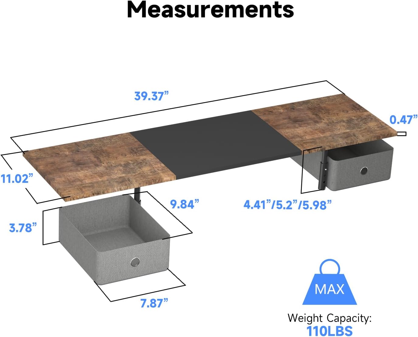 Suptek Dual Monitor Stand Riser with Two Drawers,Monitor Riser for 2 Monitors with Storage, Extra Large Storage for 2 Monitors, Multifunctional Desktop Organizer,Desktop Oraganizer Computer,Laptop,Printer,TV