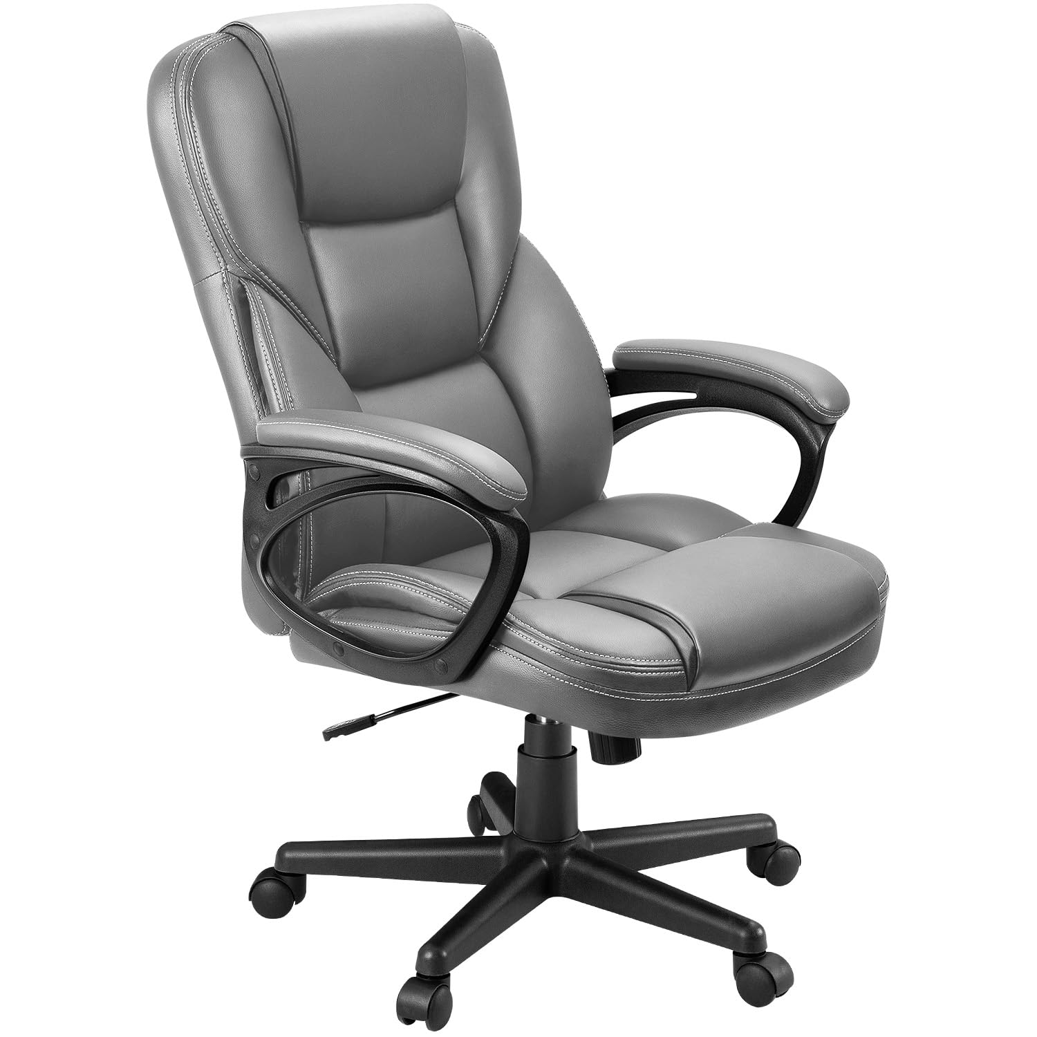 Furmax Office Executive Chair High Back Adjustable Managerial Home Desk Chair, Swivel Computer PU Leather Chair with Lumbar Support (1, Black)