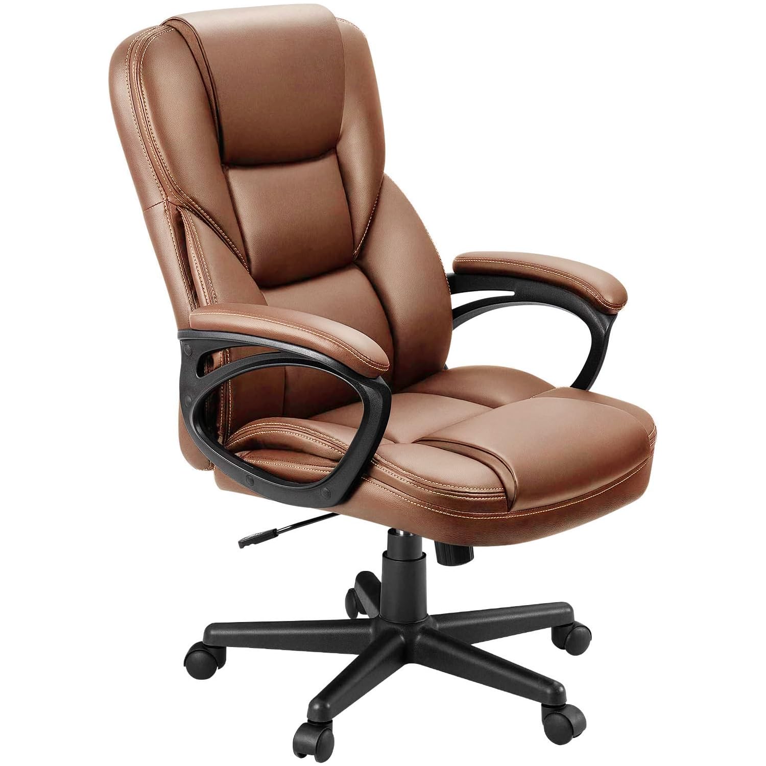 Furmax Office Executive Chair High Back Adjustable Managerial Home Desk Chair, Swivel Computer PU Leather Chair with Lumbar Support (1, Black)