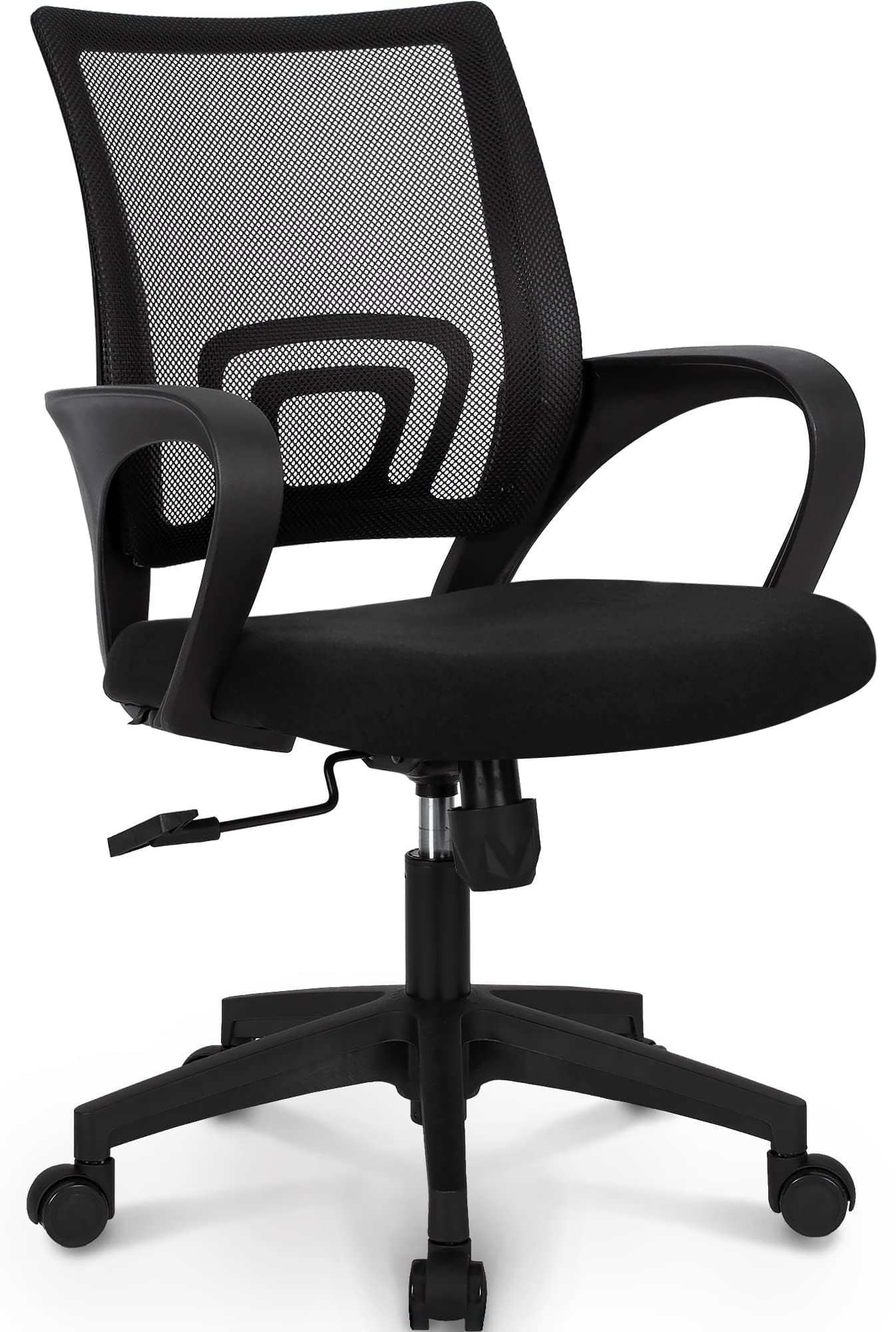 NEO CHAIR Office Desk Computer Chair Ergonomic Mesh Gaming Cushion Seat with Comfy Lumbar Mid Back Support Adjustable Height Swivel Rolling Wheels for Home Task (Black)