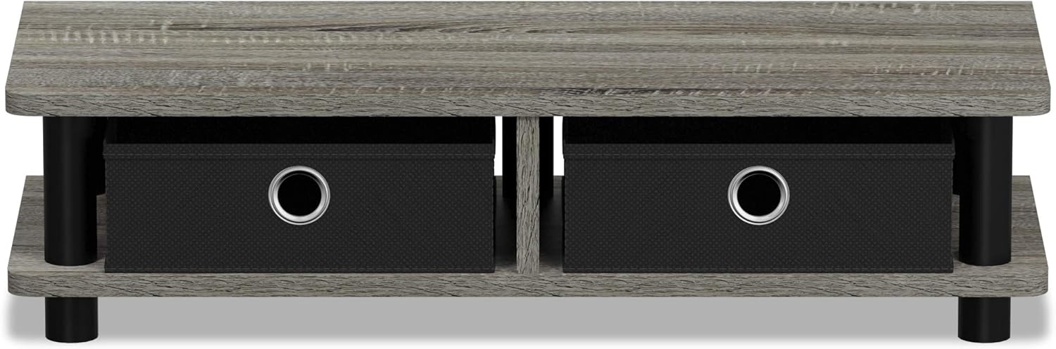 FURINNO Turn-N-Tube Monitor Stand, French Oak Grey/Black