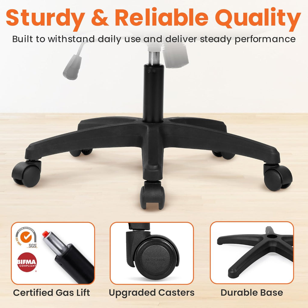 NEO Chair Office Desk Gaming Chair Computer High Back Mesh Seat with Rolling Wheels Ergonomic Adjustable Comfy Flip-up Armrests Lumbar Support Height for Home (Black)