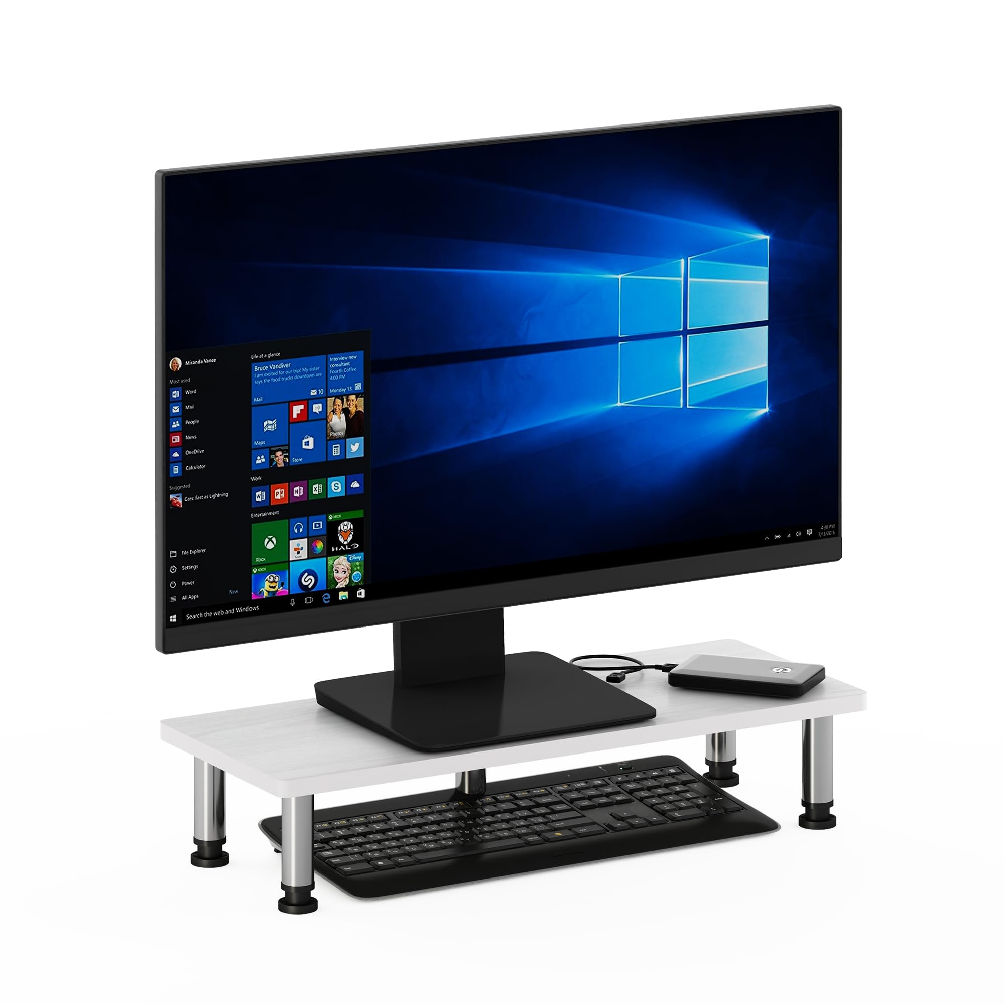 FURINNO Turn-N-Tube Monitor Stand, French Oak Grey/Black