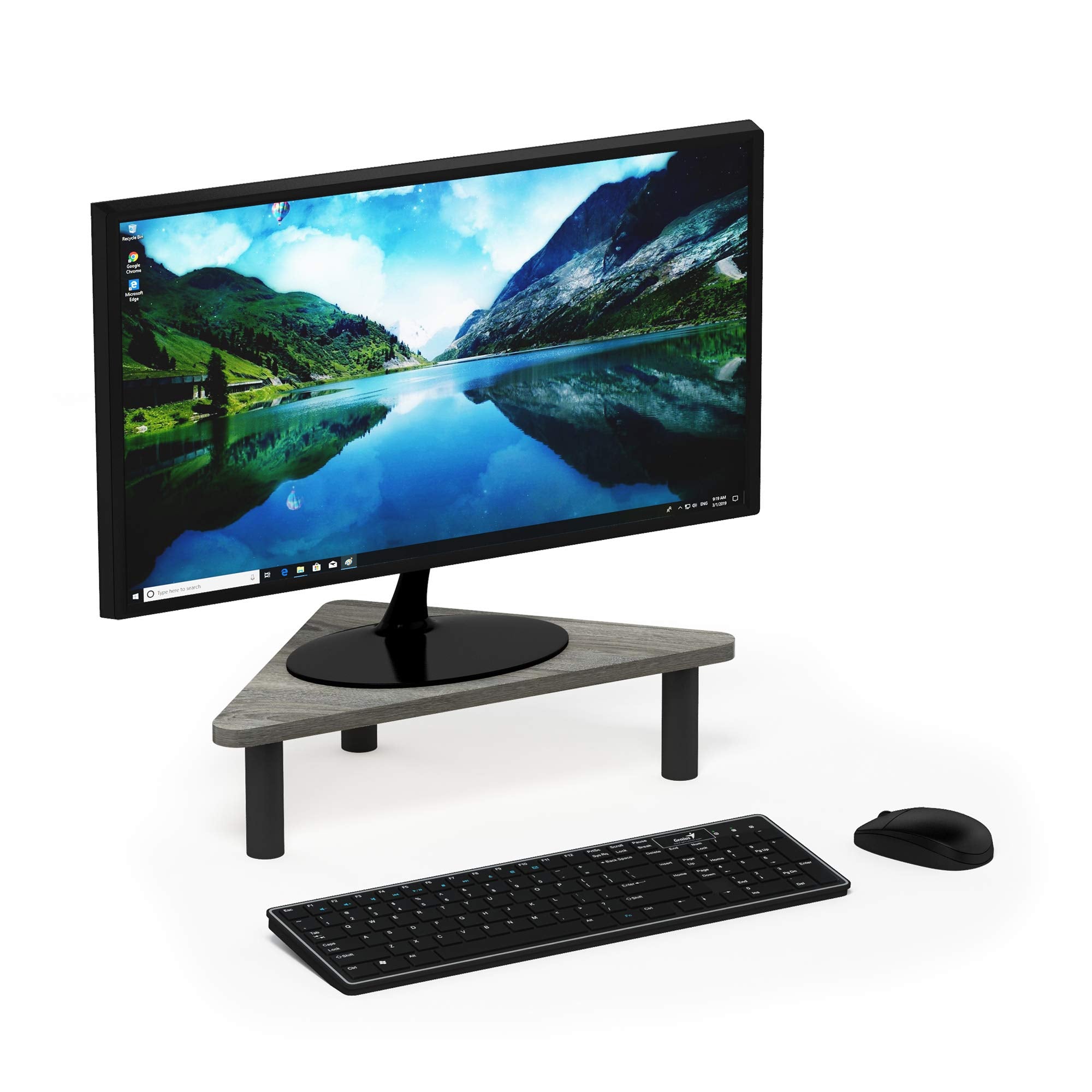 FURINNO Turn-N-Tube Monitor Stand, French Oak Grey/Black
