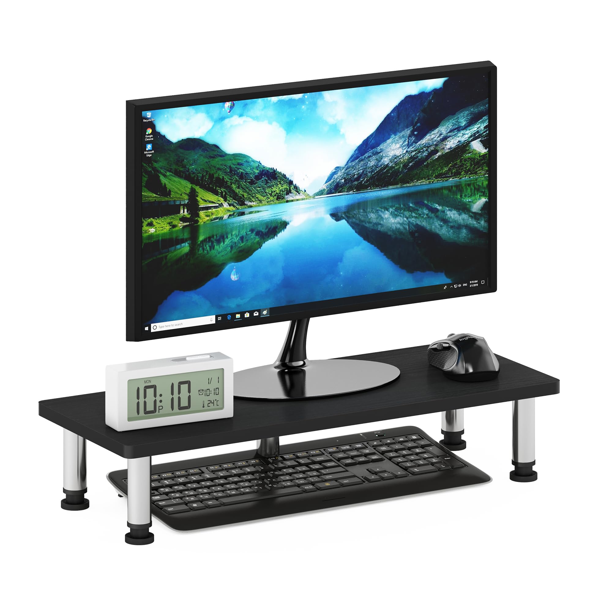 FURINNO Turn-N-Tube Monitor Stand, French Oak Grey/Black