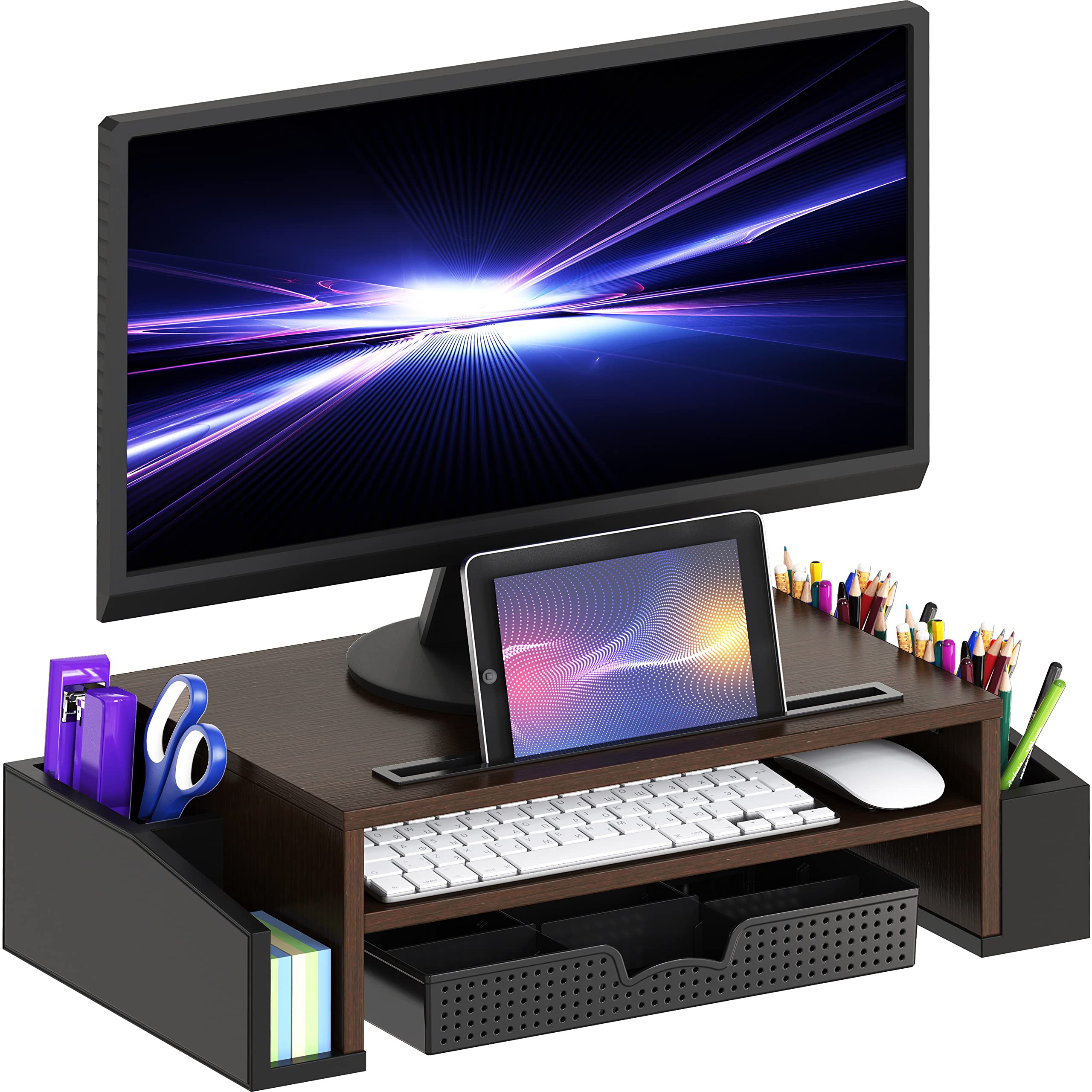 Simple Houseware Desk Monitor Stand Riser with Adjustable Organizer tray