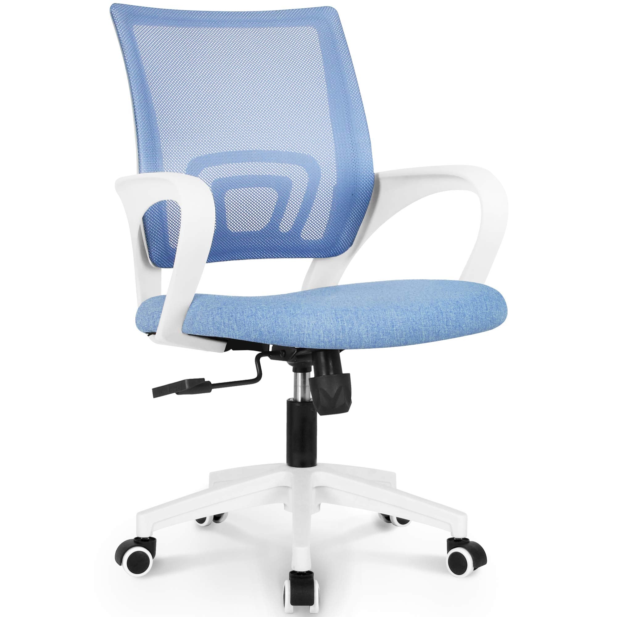 NEO CHAIR Office Desk Computer Chair Ergonomic Mesh Gaming Cushion Seat with Comfy Lumbar Mid Back Support Adjustable Height Swivel Rolling Wheels for Home Task (Black)
