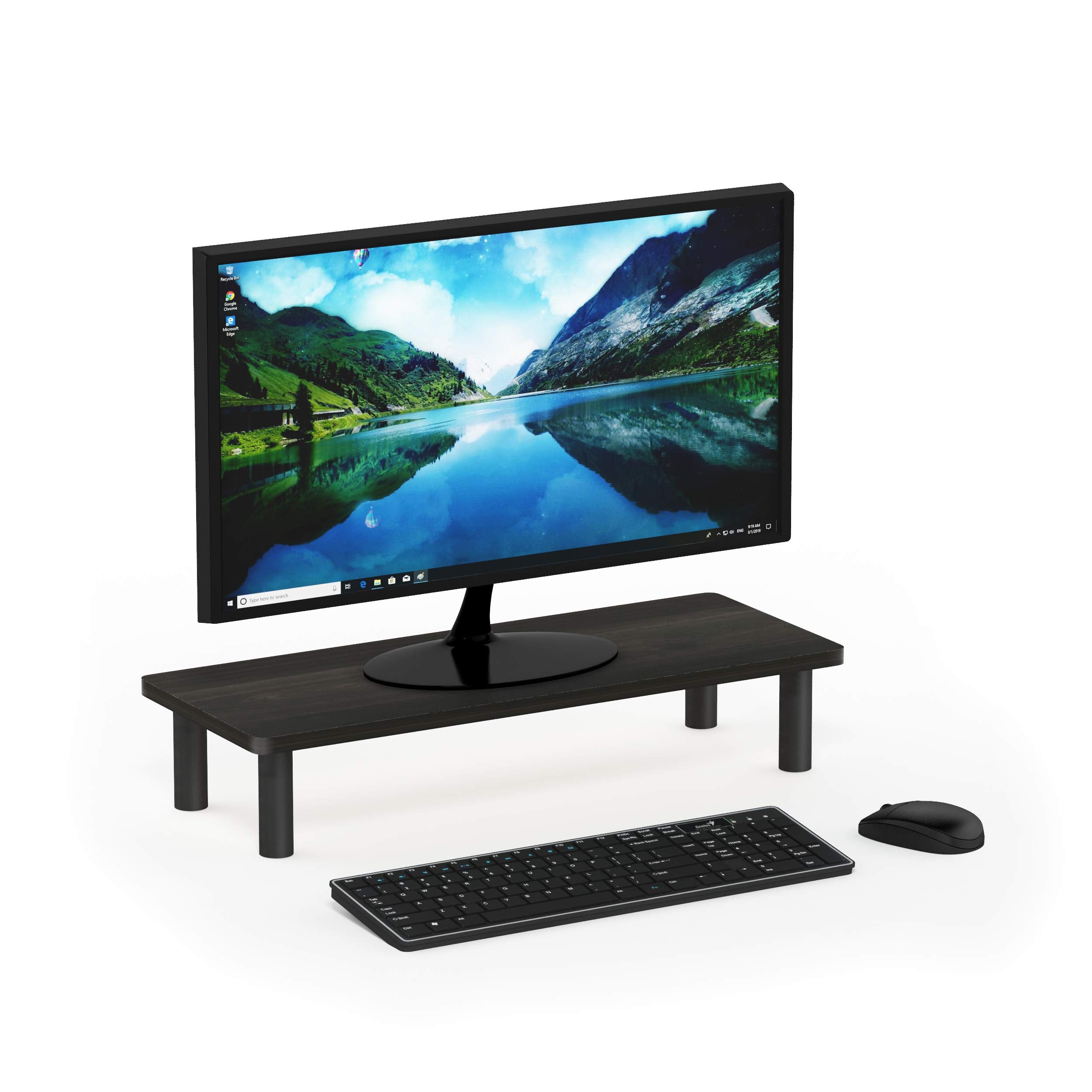 FURINNO Turn-N-Tube Monitor Stand, French Oak Grey/Black