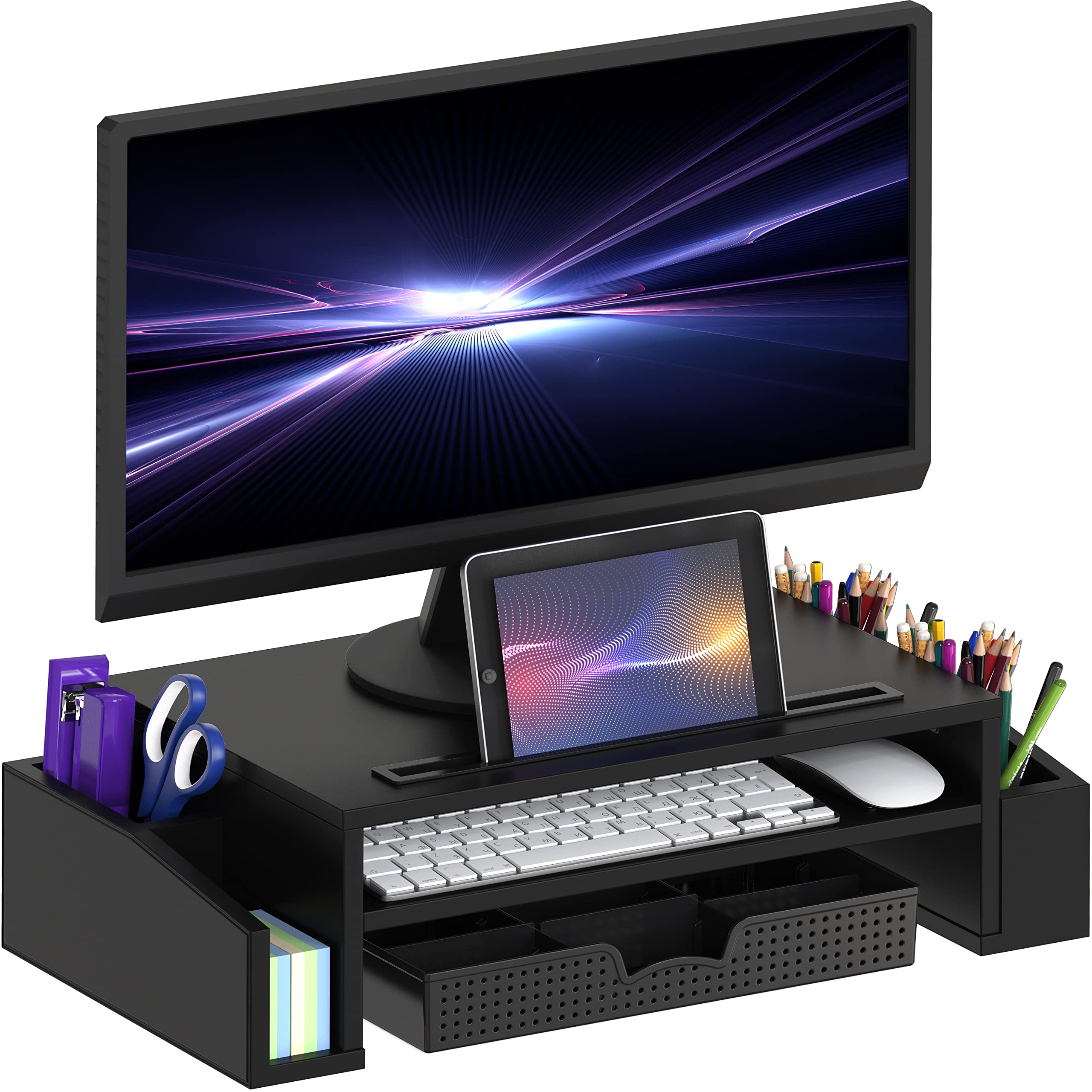 Simple Houseware Desk Monitor Stand Riser with Adjustable Organizer tray
