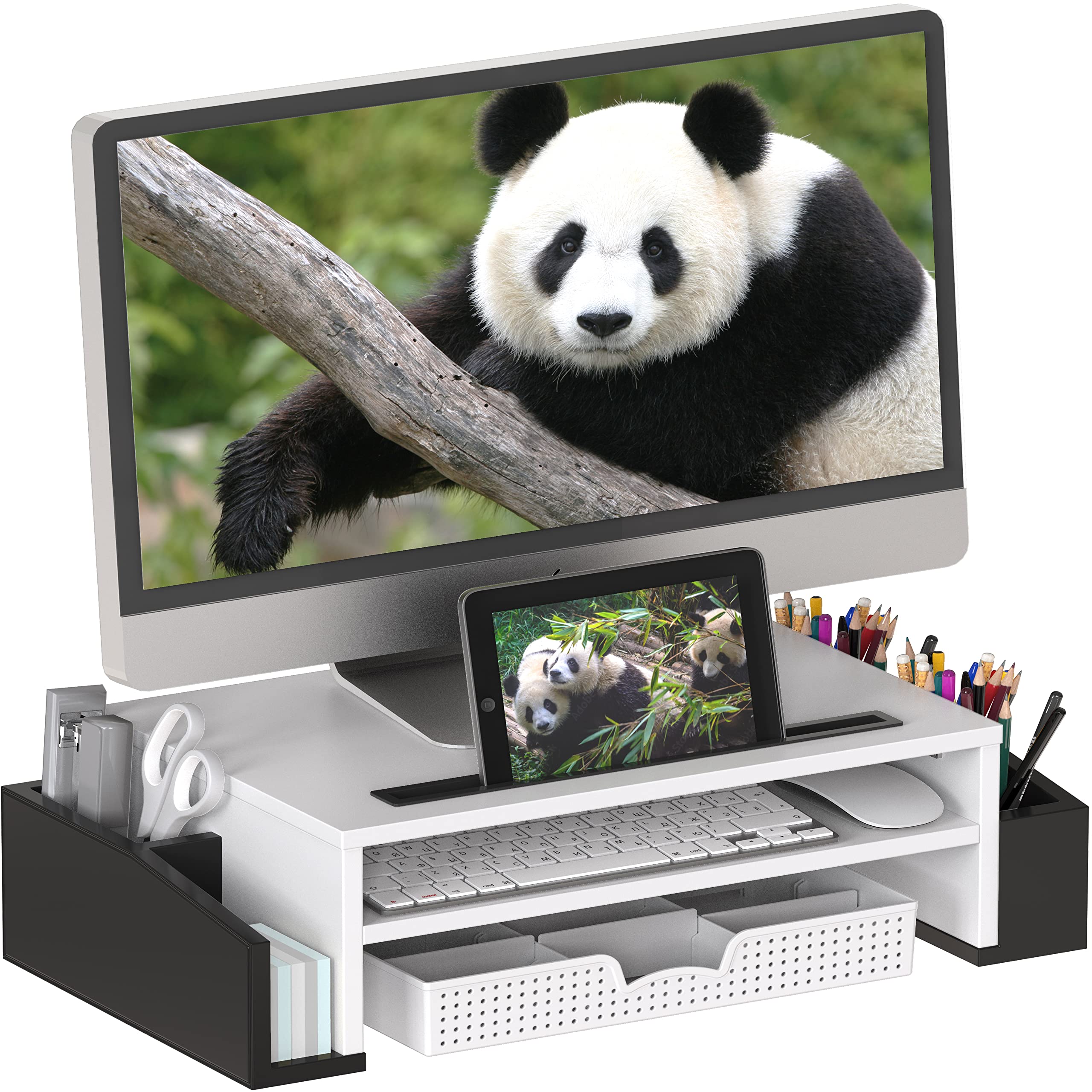 Simple Houseware Desk Monitor Stand Riser with Adjustable Organizer tray